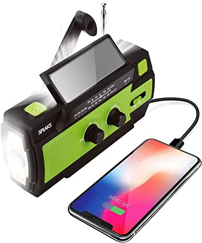 Radio Solaire,Zhongkaifa Radio Dynamo AM/FM Rechargeable, étanche, Lampe Dynamo LED pour randonnée, Camping, extérieur, Urgence