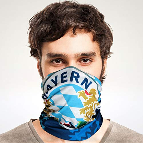 Club of Heroes / Bayern Schlauchschal, nahtloses Multifunktionstuch aus weicher Mikrofaser/Bandana Halstuch Mundschutz Loop Schal/Wappen Bavaria Bayerisch Flagge Weiss Blau Löwe Raute München