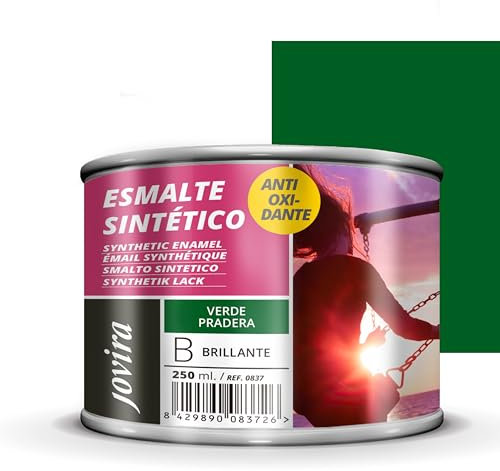 JOVIRA PINTURAS Esmalte Sintético Antioxidante. Esmalte directo sobre oxido. Para la protección y decoración de superficies de madera, hierro y acero. Brillante (250 Mililitros, Verde Pradera)