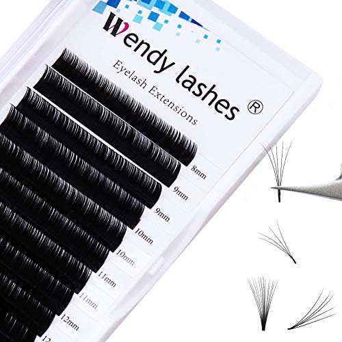 Easy Fan Lashes, D Curl 0.03mm 8-14mm Mixed Tray Self Fanning Lashes Easy Fan Russian Lashes 3D 5D 10D Easy Fanning Lashes Volume Lashes Extension(KH-0.03-D-MIX8-14)