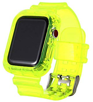 VeveXiao Correa impermeable transparente con carcasa protectora resistente para Apple Watch de 38 mm y 40 mm para iWatch Series 5/4/3/2/1 (amarillo, 38/40 mm)