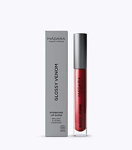 MÁDARA Organic Skincare | Glossy Venom Hydrating Lip Gloss #78 RUBY RED - 4ml, High shine formula, Hydrating, Comfortable wear, Vegan, Ecocert certified, Recyclable packaging.