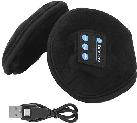 Sxhlseller Wärmere Ohrenschützer, kurze samtige, weiche Haut Baumwolle Freundliche wiederaufladbare Doppelhorn-Ohrwärmer Bluetooth 5.0 Winter Stereo Musik Ohrenschützer Weihnachtsgeburtstagsgeschenke