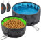 LumoLeaf Gamelles pliables pour chien, grand bol de voyage pliable et léger, chiens, chats avec fermeture éclair (lot de 2 (10 gobelets bleus + 8 gobelets vert)))