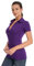 AmélieBoutik Polo a maniche corte con scollo a V da donna, Viola scuro, XS