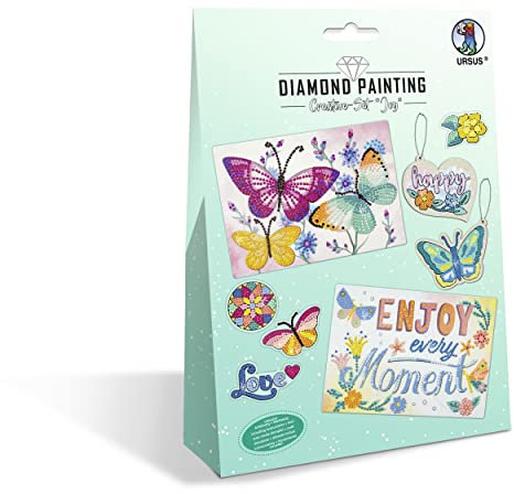 Ursus 43510006 - Diamond Painting Creative Set Joy, Bastel-Set für Kinder zum kreativen Gestalten von Bildern, Anhängern und Stickern mit Diamanten
