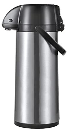 Fontaine isotherme à double paroi Airpot，Carafe à café en acier inoxydable，Pichet à pompe thermique qui maintient les liquides chauds pendant une rétention à froid de 24 heures de 48 heures