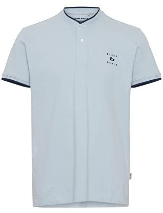 Blend 20715179 Polo Herren Poloshirt Polohemd Stehkragen mit Knopfleiste Hochwertiger Baumwoll-Pique Regular Fit, Größe:M, Farbe:Celestial Blue (144210)
