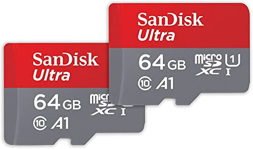 SanDisk Ultra micro SD cards + SD adapter 64GB (For Android Smartphones and Tablets, Memory card up to 140 MB/s, A1 Faster App Performance, UHS-I, Class 10, U1) (2-pack)