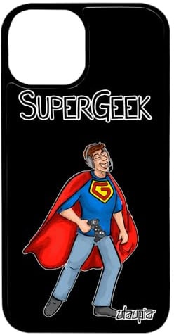 utaupia Schutzhülle aus Silikon für iPhone 13 Mini Super Geek Gamer, Videospiele, Comic, Text, TPU, 128 GB, Humor, 4G, Schwarz, Bumper
