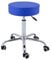 QUIRUMED Hocker mit Chromgestell, 5 Räder, Stahl, Blaue Farbe, Kunstlederpolsterung, hochdichte Polsterung, leicht, höhenverstellbar, bis zu 150 kg, Blau