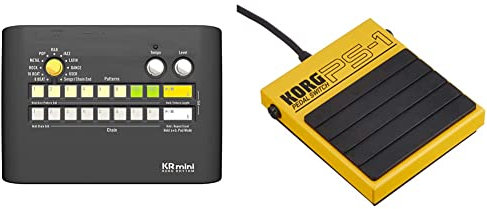 KORG KR Mini - Compact Rhythm Drum Machine with Built-in Speaker & Korg PS1 Metal Single Momentary Footswitch