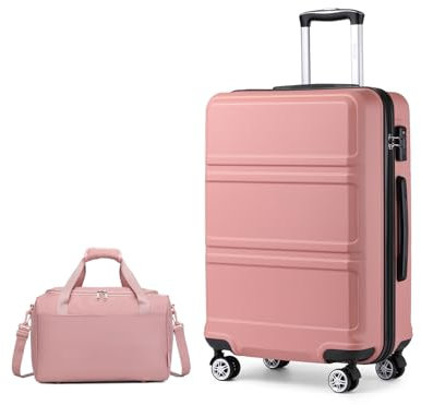 Kono Luggage Sets of 2 Piece Lightweight ABS Hard Shell Large Check in Suitcase with TSA Combination Lock + Ryanair 40x20x25cm Cabin Bag (Nude, 28 Inch Luggage Set)