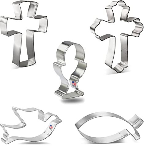Foose Cookie Cutters Easter Communion Baptism Cookie Cutter 5 Pc Set 4-5 in, Tin Plate Steel, USA