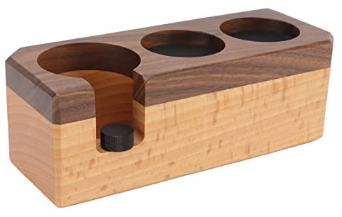 Kaffee Tamper Station, Multifunktional Kaffee-Tamper-Halter, Espressomaschine Mit Mahlwerk für 51 54 58 Mm Siebträger-Verteiler, Lebensmittelechte Kaffee-Tamp-Matte aus Holz, Rutschfest