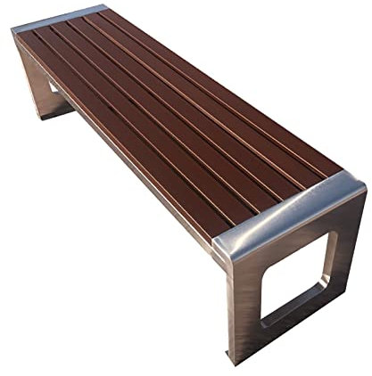 Gartenbank, Gartenbank, Verandastuhl, Edelstahlrahmen, Holzstuhl, wetterfeste Rostbank ohne Lehne, 2-3 Sitz, m