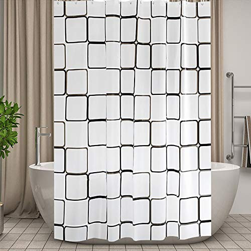 Vllcsla Tenda Doccia a Prova di Muffa, 180x200 cm, 180 200 220 240 cm Tende da Doccia, per Vasca, Extra Lungo Tenda Doccia Antimuffa Impermeabile, Tende per Bagno Quadrati, Antibatteriche, Bianco