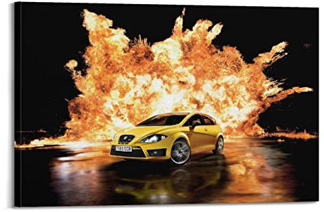WELTS Sportauto-Poster für Seat Leon Cupra R Rennauto, dekoratives Gemälde, Leinwand, Wand- und Kunstbild, Familienzimmer, Dekoration, 60 x 90 cm