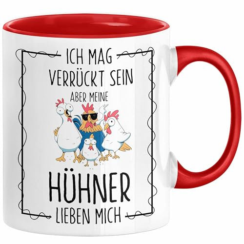 Trendation - Lustige Hühner Tasse - Geschenkidee mit Spruch für Hühnerliebhaber (Rot)