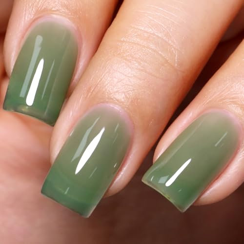 Smalto gel Semipermanente Gelatina Verde Eucalipto, 15ML Trasparente Lattiginoso Gel per Unghie Gelatina Verde Eucalipto Latte gelatina Colori Arte Manicure Francese Naturale