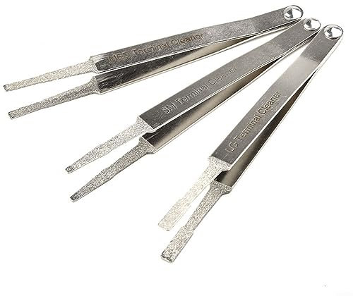 URPIZY Terminal Cleaning Tools 3pcs/Set Electric Terminal Cleaner Kit Spade Pin Connector Tweezer Cleaning Tool Metal Terminal Cleaner Set