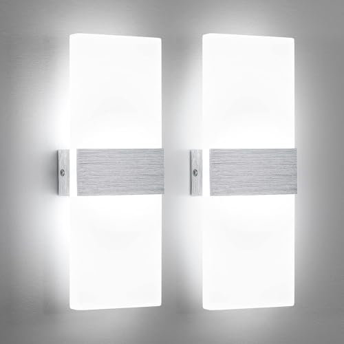 Lightsjoy 2x 12W LED Wandlamp Innen Moderne Wandleuchte up and down Innenbeleuchtung Flur Belechtung für Schlafzimmer Korridor Wohnzimmer Treppe usw kaltweiß