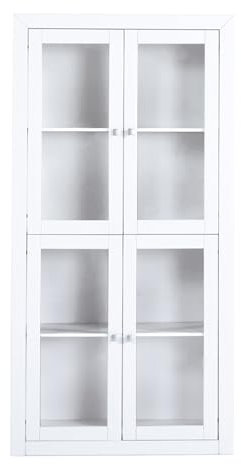 Vitrina 2 Puertas Y Dos cajones, Serie Kalpe. Medidas 200X100X37 (Alto-Ancho-Fondo). Realizada en Madera de Pino Macizo. (Blanco Lacado)