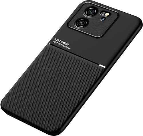 SEIAIYG Hülle für Xiaomi 13T/Xiaomi 13T Pro, Handyhülle Dünne PU Rückseite + TPU Bumper, Magnetische Ansaugung, Anti-Rutsch, Slash Design (Schwarz)
