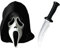 My Illusions Máscara de cara fantasma de Scream con licencia oficial y cuchillo para adultos, juego de accesorios para disfraz de Halloween (cuchillo corto)