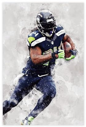 Poster für Sportler Marshawn Lynch Oakland Raiders, 6 Leinwand-Poster, Schlafzimmer-Dekoration, Sportlandschaft, Büro, Raumdekoration, Geschenk, ungerahmt, 20 x 30 cm