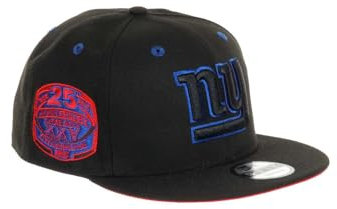 New Era New York Giants NFL Team Colour 25th Anniversary Champions Sidepatch Black 9Fifty Snapback Cap - One-Size