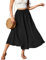 Zeagoo Rock Damen Lang Elegant Hohe Taille Maxirock Mit Kordelzug Einfarbig Röcke Casual Midi Freizeitrock Hochzeit Cocktail Rock Schwarz Frühling Sommer L