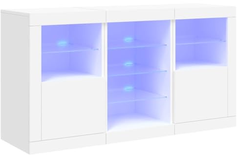 vidaXL Sideboard mit LED-Leuchten Weiß 123x37x67 cm