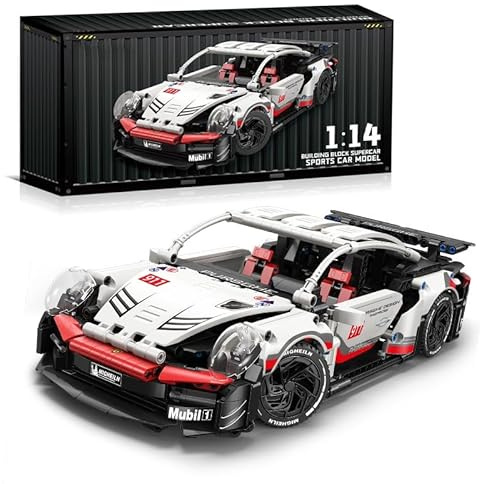 Technik Sportwagen Modellbausatz für Porsc 911, 1266 Klemmbausteine 1:14 MOC Auto Supersportwagen Bausteine Bausatz, Technic Rennauto Modell Konstruktionsspielzeug Kompatibel mit Großen Marken