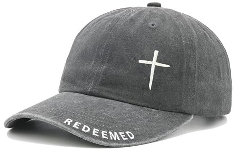 MINYJHZ Jesus 3 Nagel-Kreuz-Hut für Männer und Frauen, christliche Geschenke mit Box, religiöse bestickte Baseballkappe, Grau, Einheitsgröße