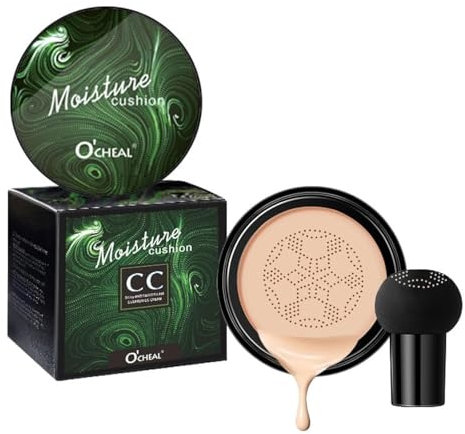 O'CHEAL Pilzkopf Luftkissen BB Creme Foundation-Creme für das Gesichts-Make-up Concealer-Kissen für das Gesicht Comestics Make-up-Kissen Kompakt Elfenbeinweiß 01