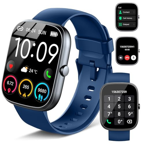 Smartwatch Uomo Donna, 1.91 Orologio Fitness con Effettua/Risposta Chiamate,110+ Sportive Smart Watch, Contapassi, 24H Sonno/Cardiofrequenzimetro, Impermeabil IP68 Fitness Tracker per Android iOS Blu