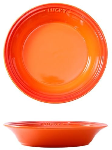 Dessertteller Bunt Porzellan Teller Suppenteller, Keramik Salatteller Kuchenteller 8 Zoll Pastateller Frühstücksteller, Küche Servierschalen Für Nudeln, Salat, Suppe, Haferflocken, Obst (Orange)