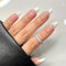 French False Nails - 24Pcs Almond Pearl Fake Nails with Glue - Press on Nails Pattern - Oval Stick on Nails - French Nail Tips with Nail Glue for Women Girls Nail Art