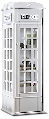 RCJCQSR Bücherregal aus Holz mit 5 Etagen, Telefonzellen-Form, Londoner Telefonzelle, Aufbewahrungsregal, Würfel, dekoratives Bücherregal, Organizer, Vitrine für Kinder und Erwachsene (Farbe: Weiß)