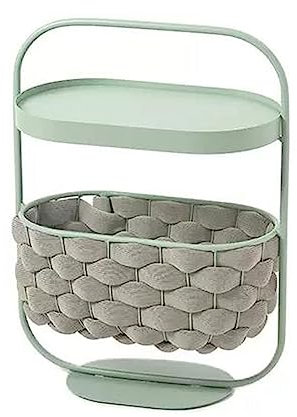 Couchtisch Kaffeetisch Nachttisch-Couchtisch, tragbare Beistelltische mit Aufbewahrungskorb, kann auch als Katzenbett dienen, Beistelltisch, kleiner Nachttisch mit abnehmbarer Tablettplatte for Wohnzi