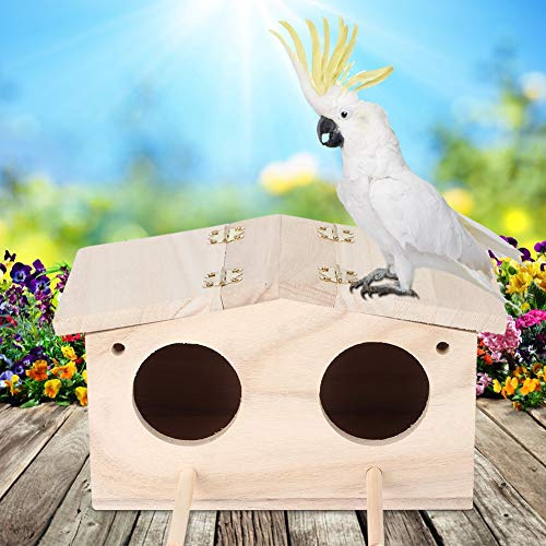 Aramox Holz Vogelnest Zuchtbox, Natürliches Vogelhaus für Papageien und Schwalben, Dekoratives Käfigzubehör