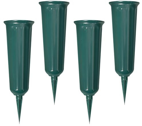 4 vasi per tomba, in plastica, decorazione per la tomba del cimitero, per mazzi di fiori, per mazzi di fiori