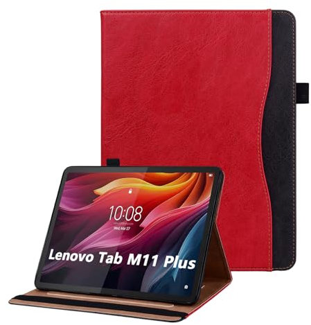 Cicili Étui pour Lenovo Tab M11 Plus/K11 Plus 11.45 Pouces 2024 avec Pochette et Support - Housse de Protection en Cuir PU pour Tablette, Rouge