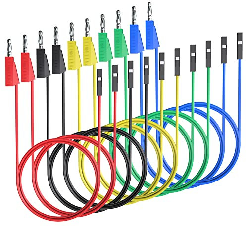 Cleqee Stackable Banana Plug to Breadboard Female Jumper Wires Soft Flexible Silicone Test Leads for Electrical Testing