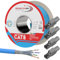 100m Cat 8 Verlegekabel + 4x RJ45 Stecker Werkzeuglos CAT8 Kabel Installationskabel Lan CAT8.1 Ethernet Netzwerk 2000MHz Datenkabel AWG22/1 Netzwerkkabel bis zu 40 Gbit/s Übertragungsgeschwindigkeit