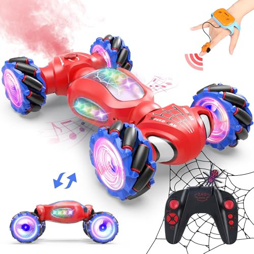 Dysaim Ferngesteuertes Auto ab 6 7 8 9 10 12 Jahre, 4WD RC mit Handsteuerung, 360°Drehung Drift Stunt Car mit Licht Musik Spray, 2.4Ghz Auto Spielzeug Geburtstags Weihnachten Geschenke für Junge