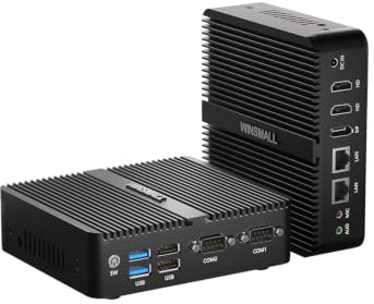 WINSMALL Fanless N100 Mini PC 12V Industrial pc 4K Triple Display, Dual HD/DP, dual Lan, 2x RS232 COM, Embedded Mini Pc Server, Auto Power On, 16GB RAM 512GB NVME SSD