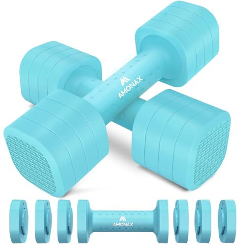 Amonax Adjustable Dumbbells Set, 2lbs/3lbs/4lbs/5lbs Dumbbell Pair, 4-in-1 Weights Dumbbells Set Women Men, Free Weights for Home Gym, Workout Hand Weights for Strength Training
