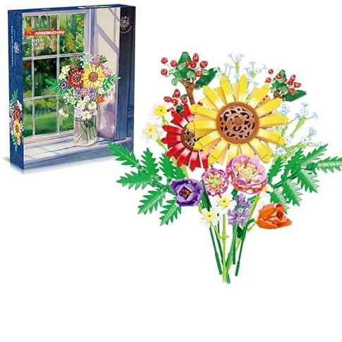 GaoDeBuChou Flowers Bouquet Building Set,Flower Botanical Toys Gifts for Boys Girls Age 8 9 10 11 12 13 14+ Teens Adults,Compatible with Major Brands(976PCS No Vase)
